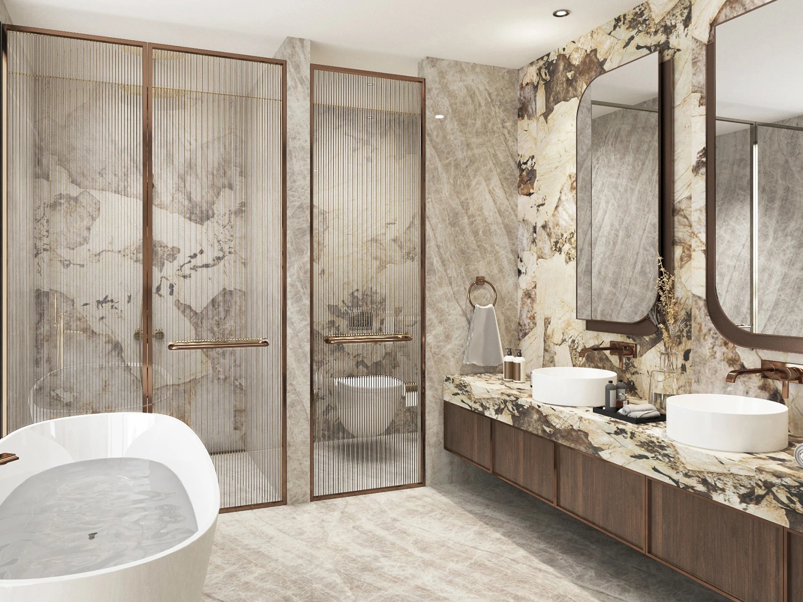 Designer marble bathroom in DAMAC Islands 5BR villa