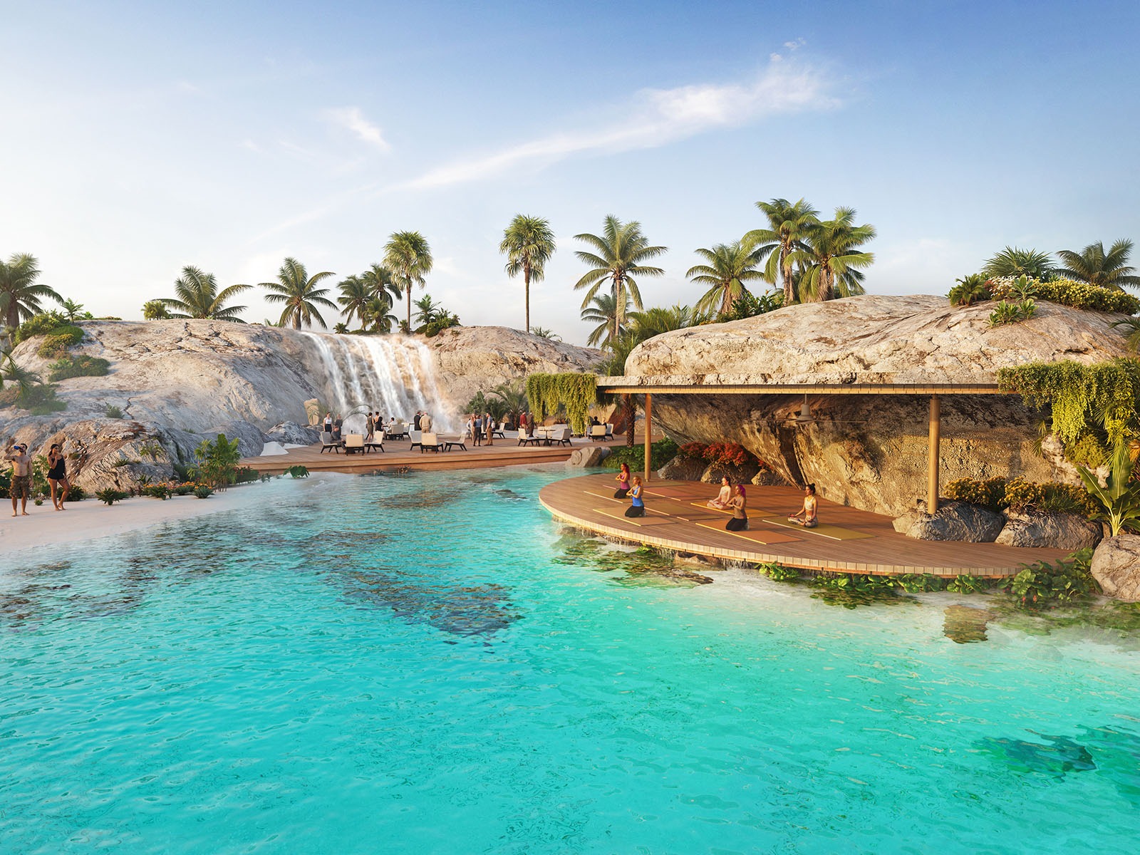 Whispering Waterfall water feature at DAMAC Islands luxury community